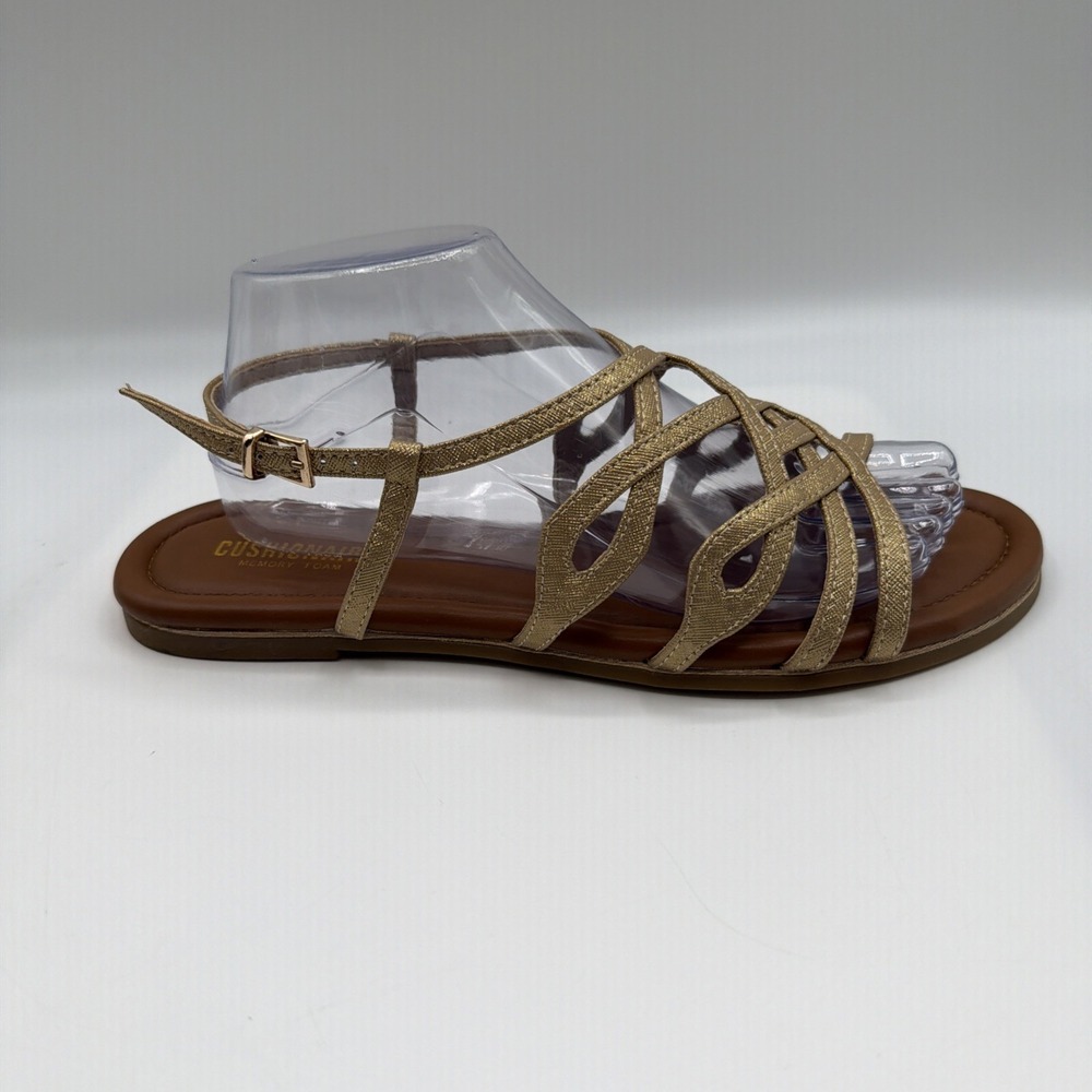 Cushionaire Joanna Sandals, Women's 11 W,Gold Strappy Flats